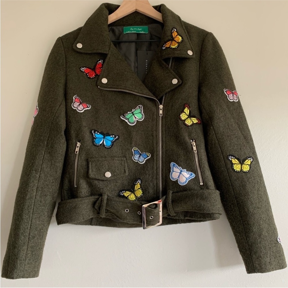 Signature Eight Wool Butterfly Moto Jacket Military M